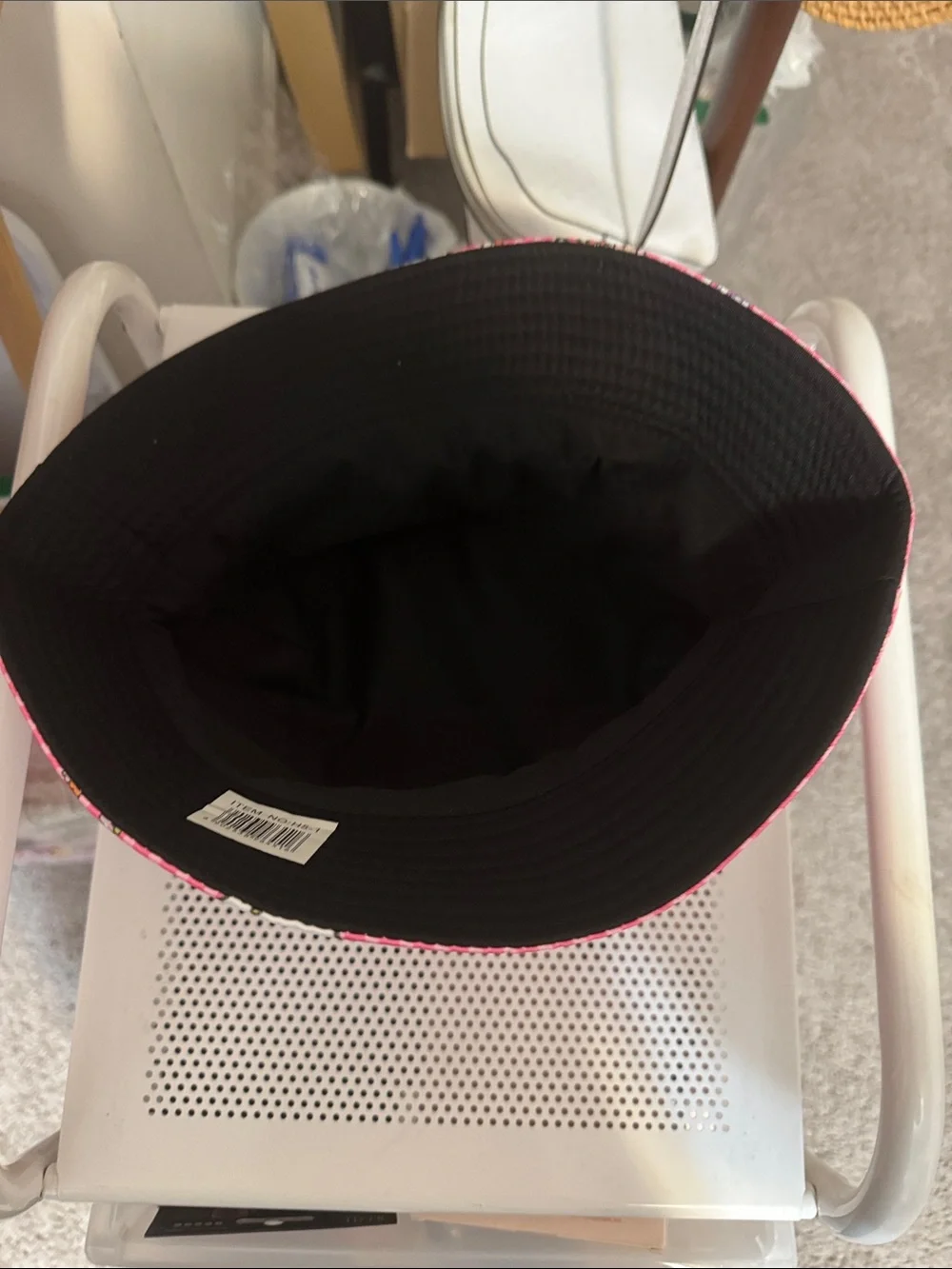 Hello Kitty Pink Striped Kids Bucket Hat with Character Print